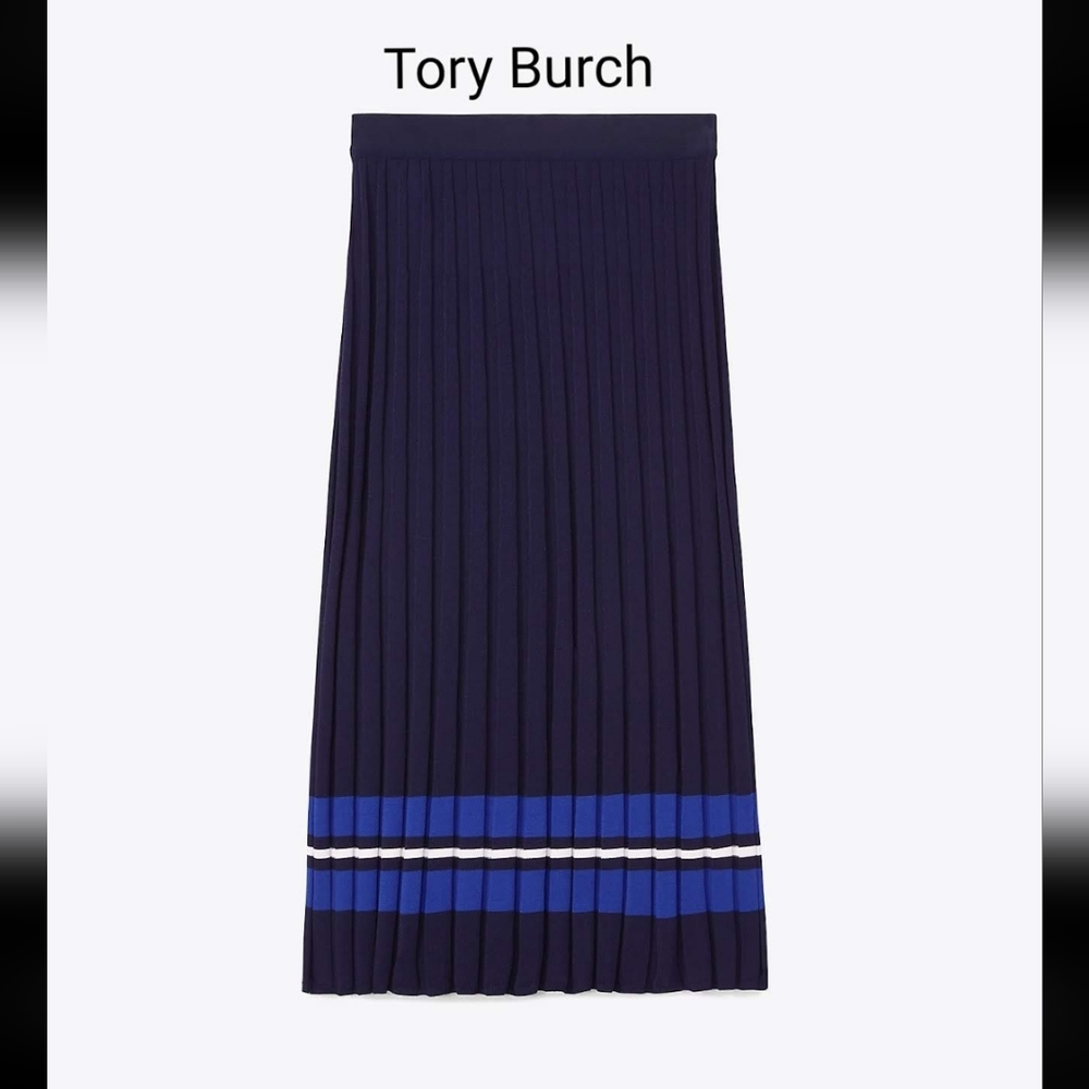 Tory Burch Navy and Blue Midi Skirt